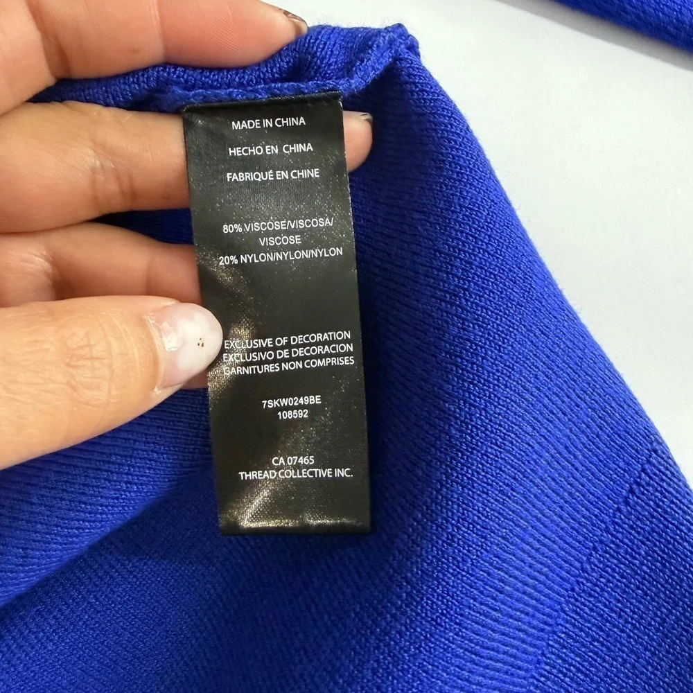 NWT Bebe Embellished Mock Neck Tunic Sweater in Galactic Cobalt Sz M
